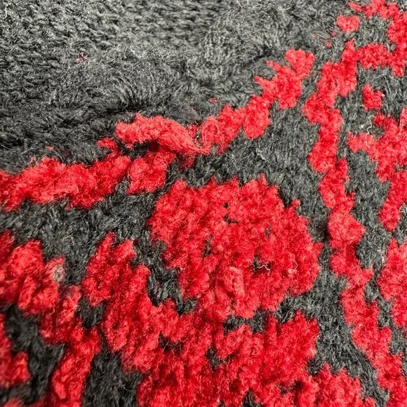 Vintage Vest 1990s Chenille Knit Black Red Button Up Scalloped Edges Small Korea - Picture 7 of 9